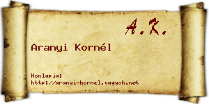Aranyi Kornél névjegykártya